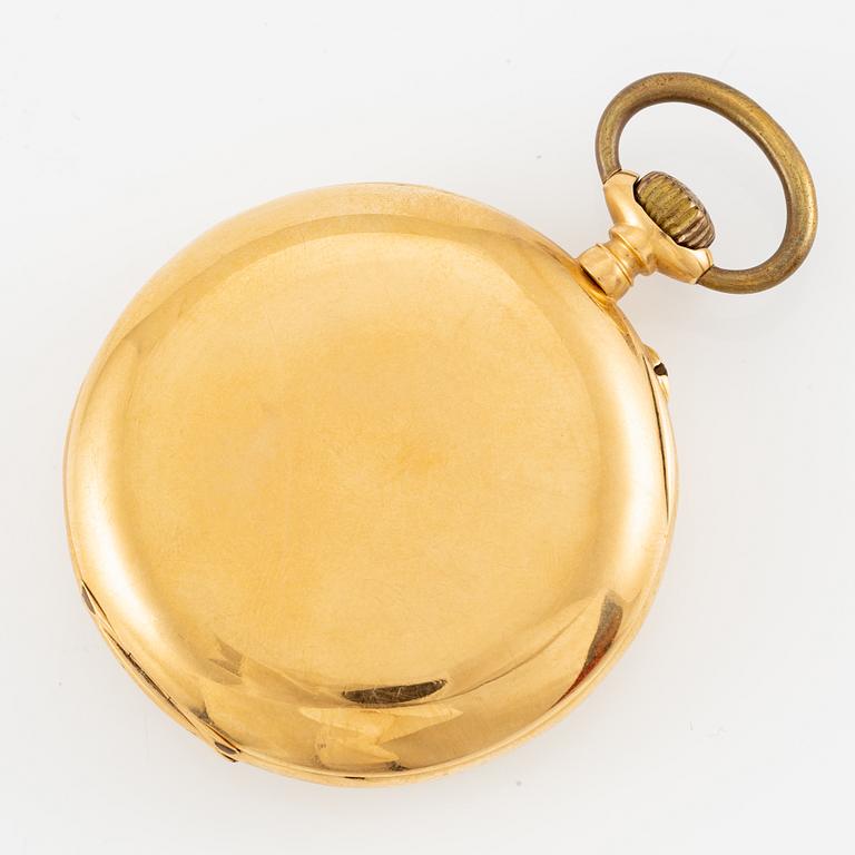 Pocket watch with chain, 18K gold.