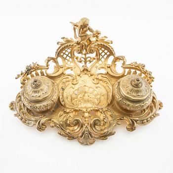 Inkstand in the Louis XV style, late 19th century.