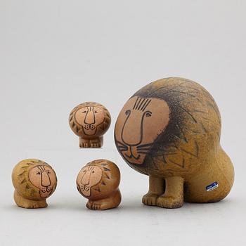 LISA LARSON, four stoneware lion figurines, Gustavsberg.