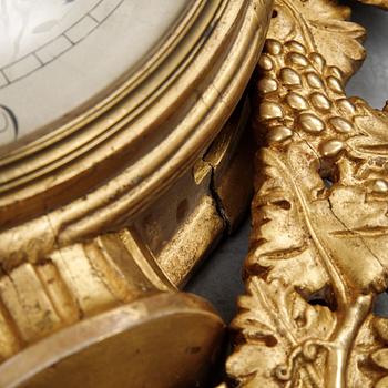 A Gustavian wall clock by Hans Wessman (active in Stockholm 1787-1805).