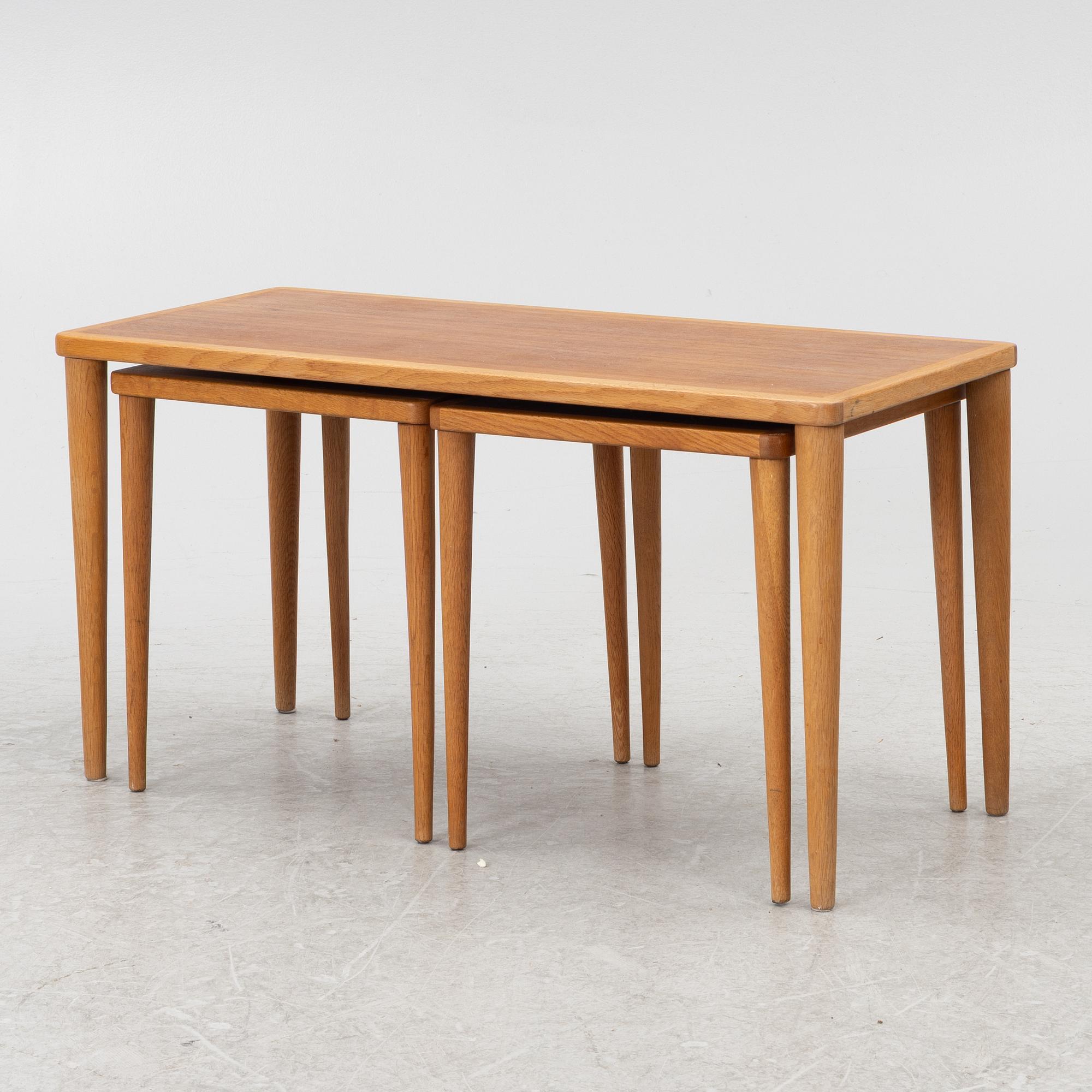 A three-piece nesting table, 1950's/60's.