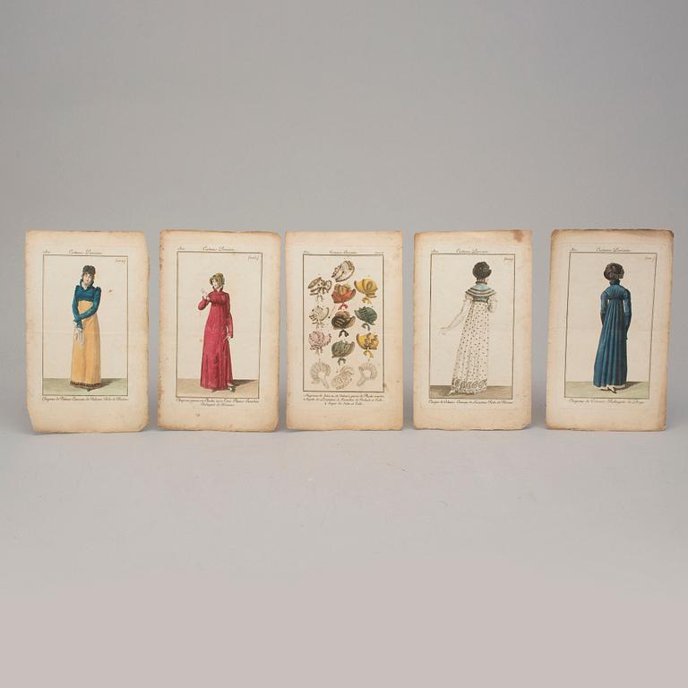 A SET OF 26 HAND COLOURED FASHION ILLUSTRATIONS, early 19th century.