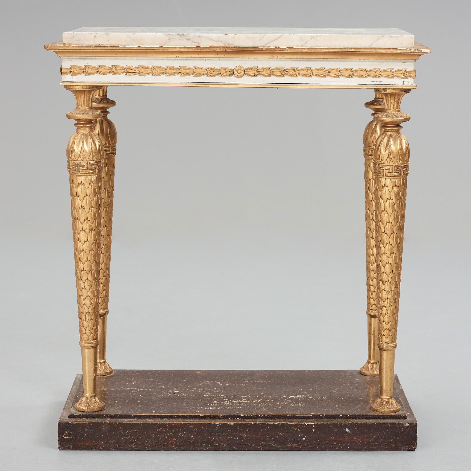 SPEGEL OCH KONSOLBORD, sengustavianskt stockholmsarbete, 1700-talets slut.