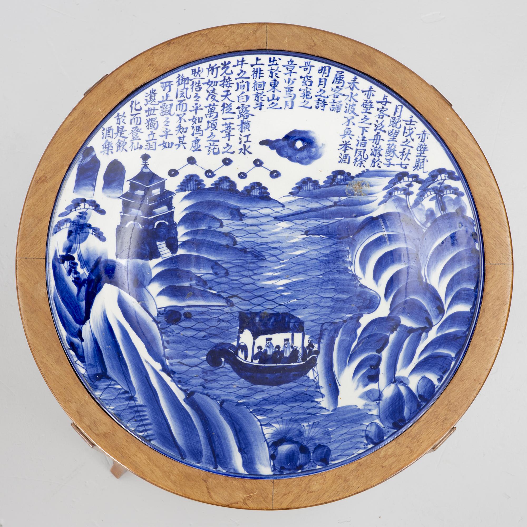 Bord med porslinsfat, ett par, Europa & Japan. omkring år 1900.