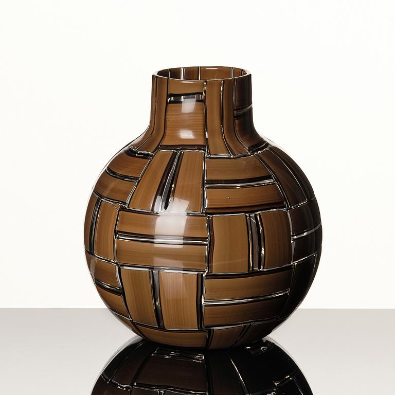 Ercole Barovier, a brown and black 'a tessese' vase, Barovier & Toso, Murano Italy, 1950s-1960s.