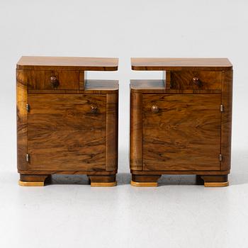 Sängbord, ett par, art deco-stil, 1900-talets mitt.