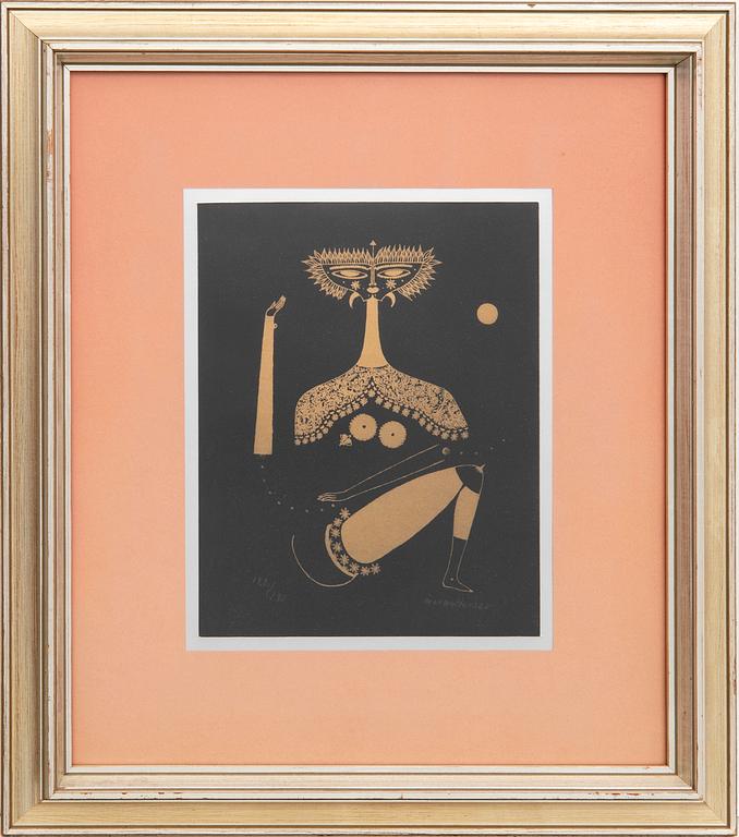 Max Walter Svanberg, gold on black signed dated and numbered 65 122/130.