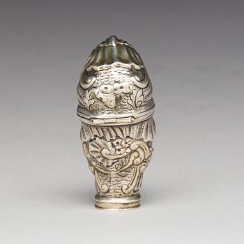 A Rococo, parcel-gilt silver snuff-box, unidentified makers mark, possibly Norway.