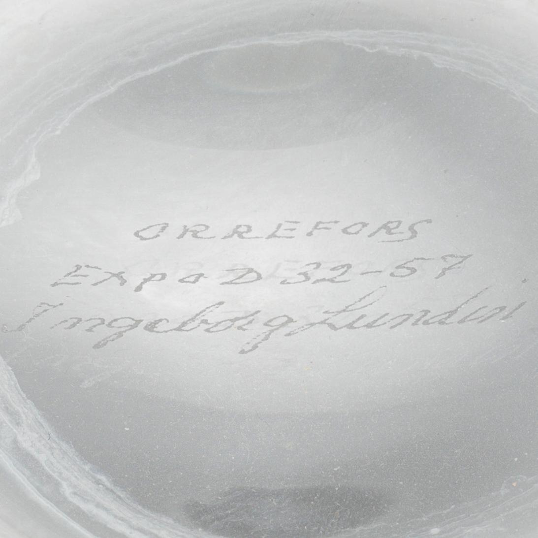 Ingeborg Lundin, Glass vase, "Äpplet", Orrefors, after 1957.