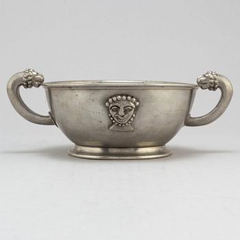 ANNA PETRUS, probaly, a pewter bowl with lionhead handles, Svenskt Tenn, Stockholm 1927.