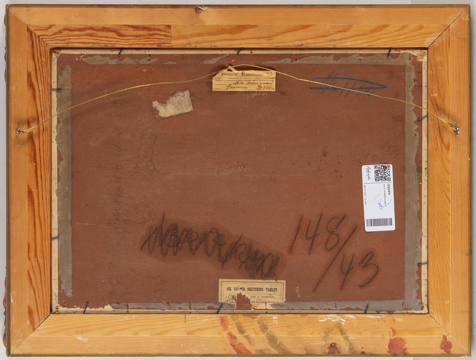 ASTA NØRREGAARD, oil on canvas/paer-panel, signed and dated 1894.