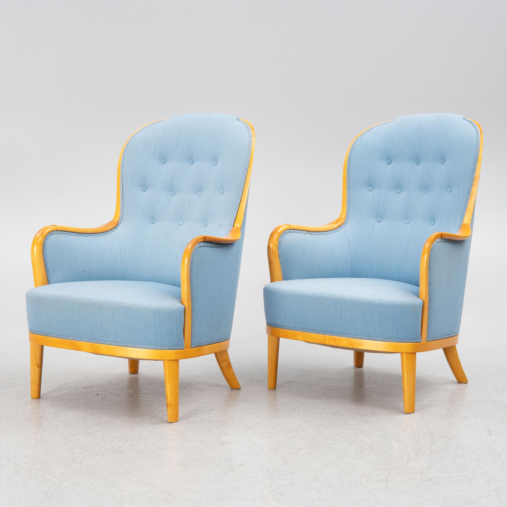 Carl Malmsten, a pair of "Advokaten" armchairs, Sweden, later part of the 20th century.