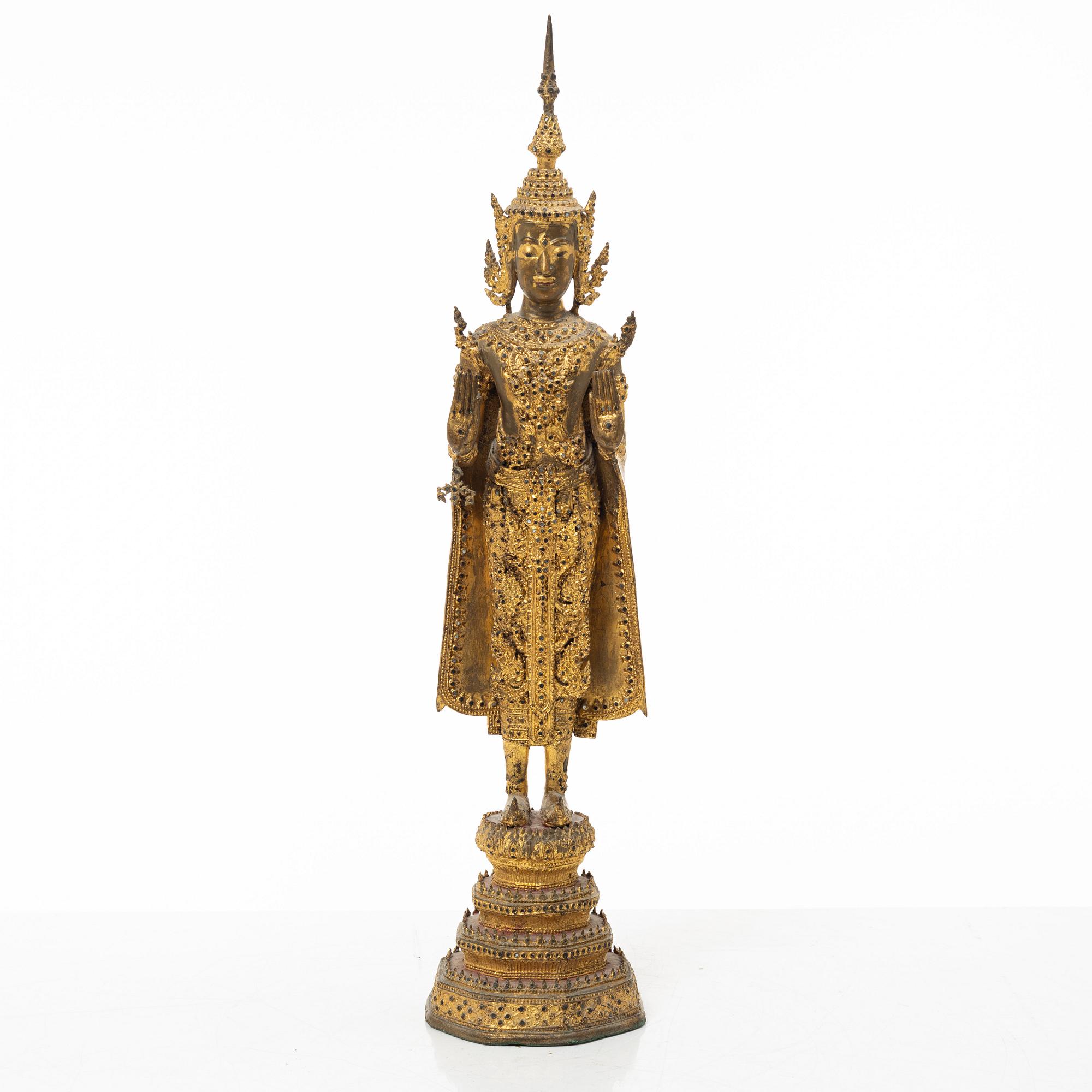 A gilt bronze buddha, Bangkok, Thailand, 1900s.