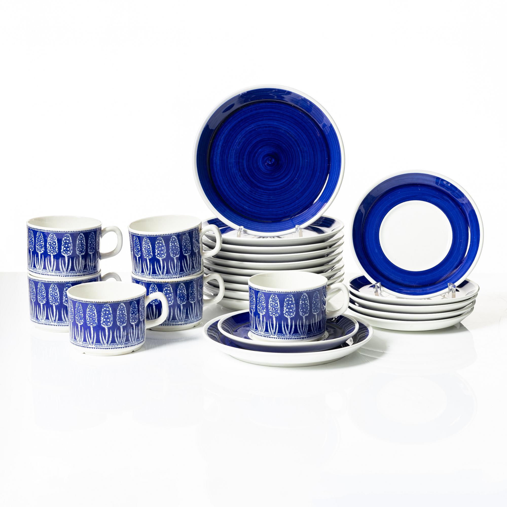 Arthur Percy, kaffeservisdelar, 17 st, "Blå Hyacint", Gefle.