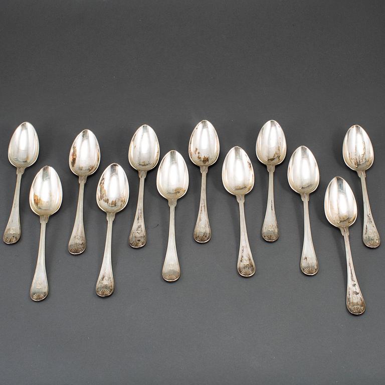 A Swedish set of twelve table spoons, mark of Gustaf Mollenborg, Stockholm 1897.