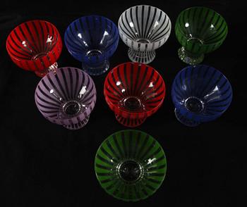 SERVISDELAR, 15 delar, glas, "Strict", Bengt Orup, Johansfors.