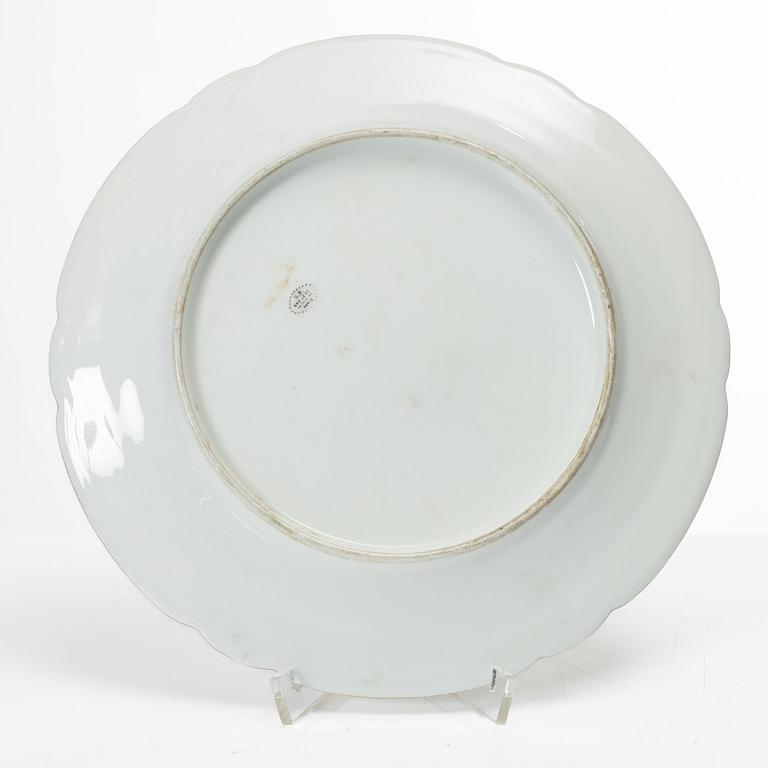 A group of three armorial dinner plates, presumably France, late 19th century.