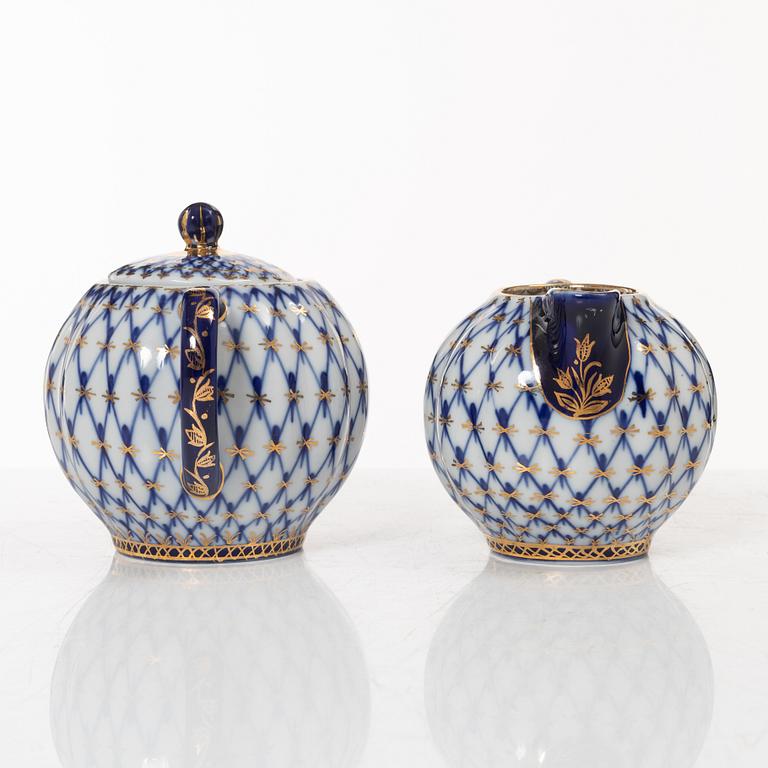 A 35-piece 'Cobalt Net' porcelain  Lomonosov, Soviet Union.