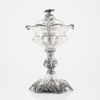 A silver sugar bowl, C Holm, Norrköping 1859.