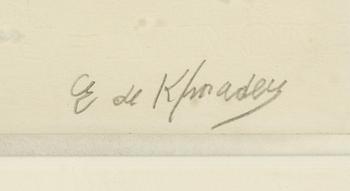 Eugène de Kermadec, blandteknik på papper, signerad.