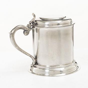 A Mexican sterling silver tankard, mark of Juventino Lopez Reyes, mid-20th century.