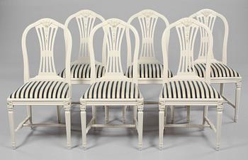 MATSALSMÖBLEMANG, 9 delar, gustaviansk stil, 1900-talets andra hälft.