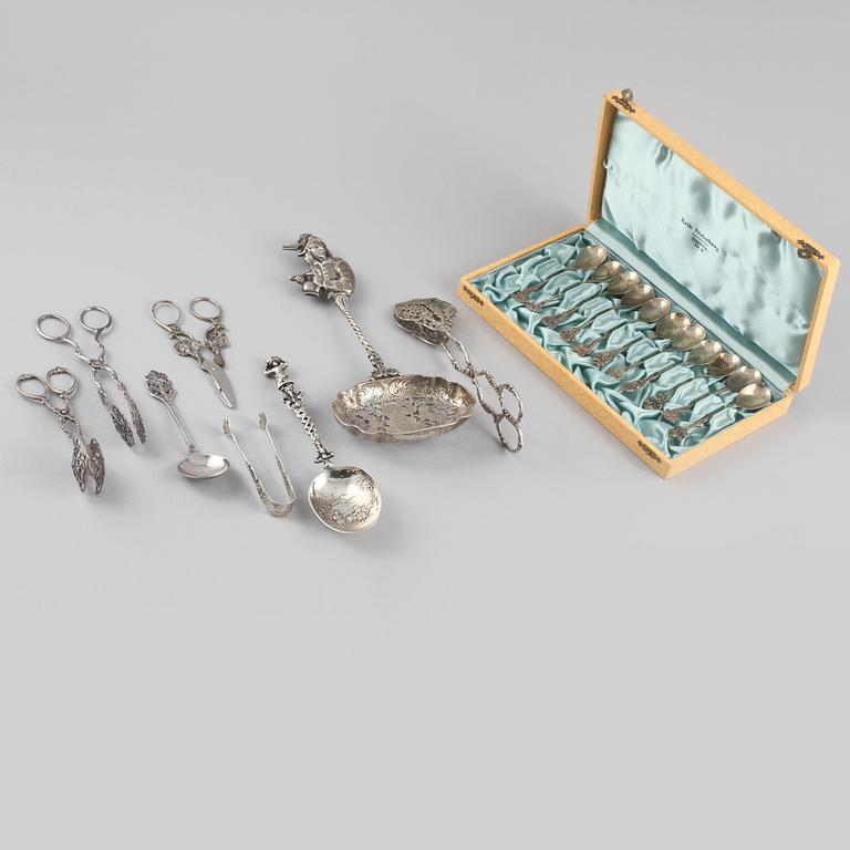 PARTI SILVER, 19 delar, 1900-tal, vikt 490 gram.