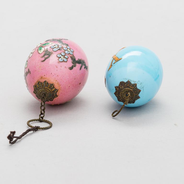 Two late 19th century Russian decorative eggs.