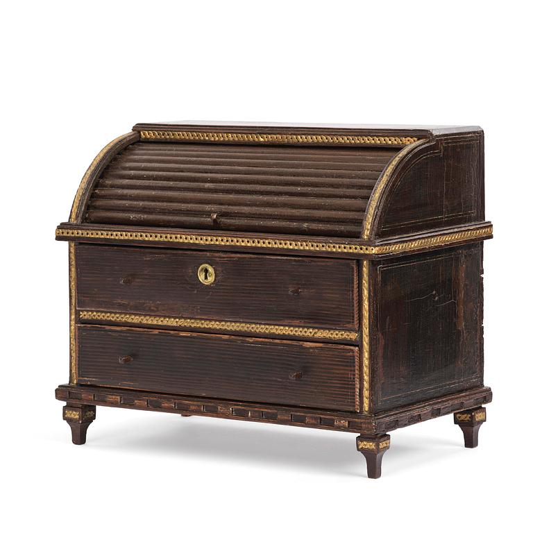 A Gustavian painted miniature escritoire.