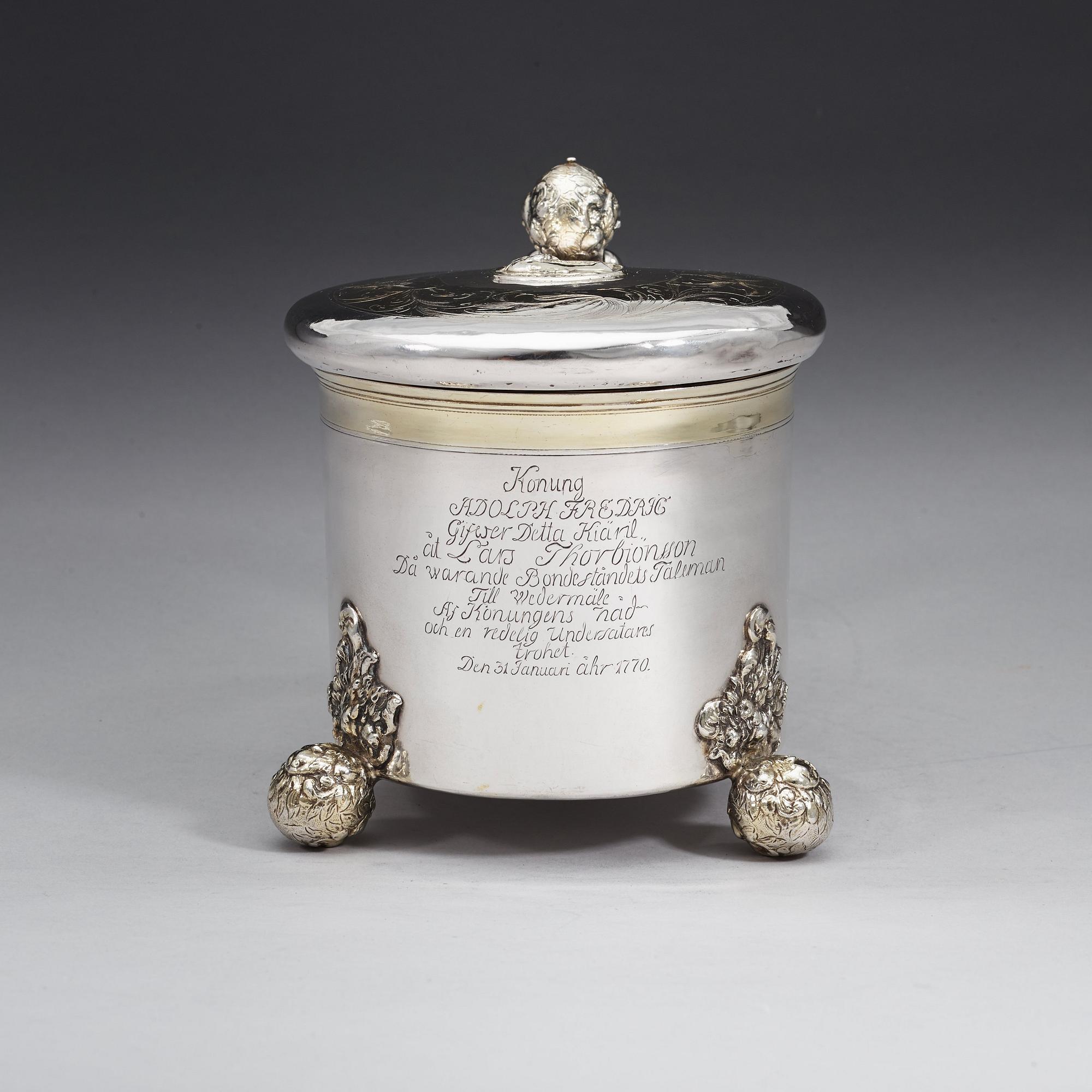A Swedish late 17th century parcel-gilt tankard, marks of Didrik Hansson Hysing, Stockholm 1699.