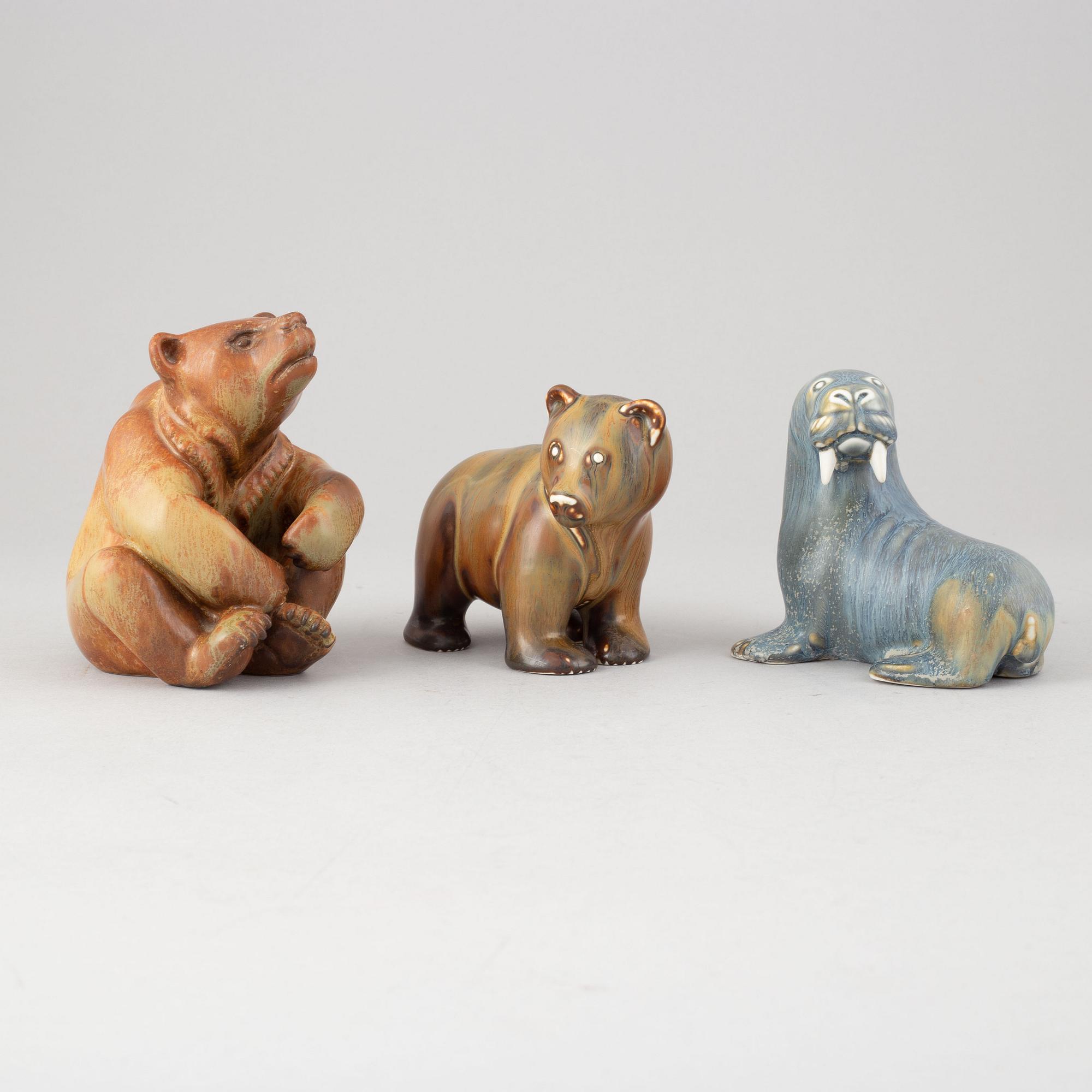 Gunnar Nylund, figuriner, 3 st, stengods, Rörstrand.