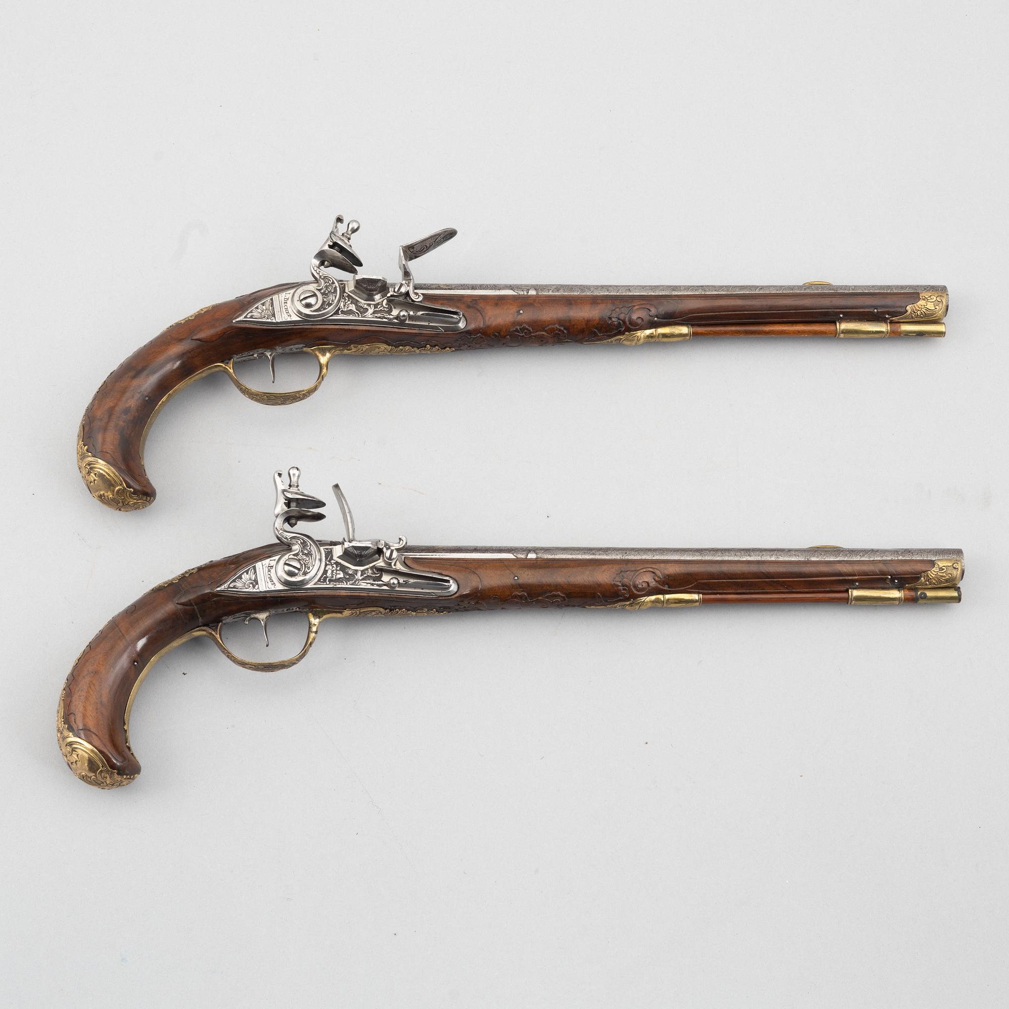 Flintlock pistols, a pair, Leopold Becher Karlsbad, (1725-50).