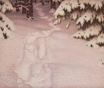 Gustaf Fjaestad, Traces in the snow.