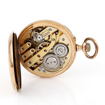 FICKUR, 18K guld och gulmetall, 1900-talets början.