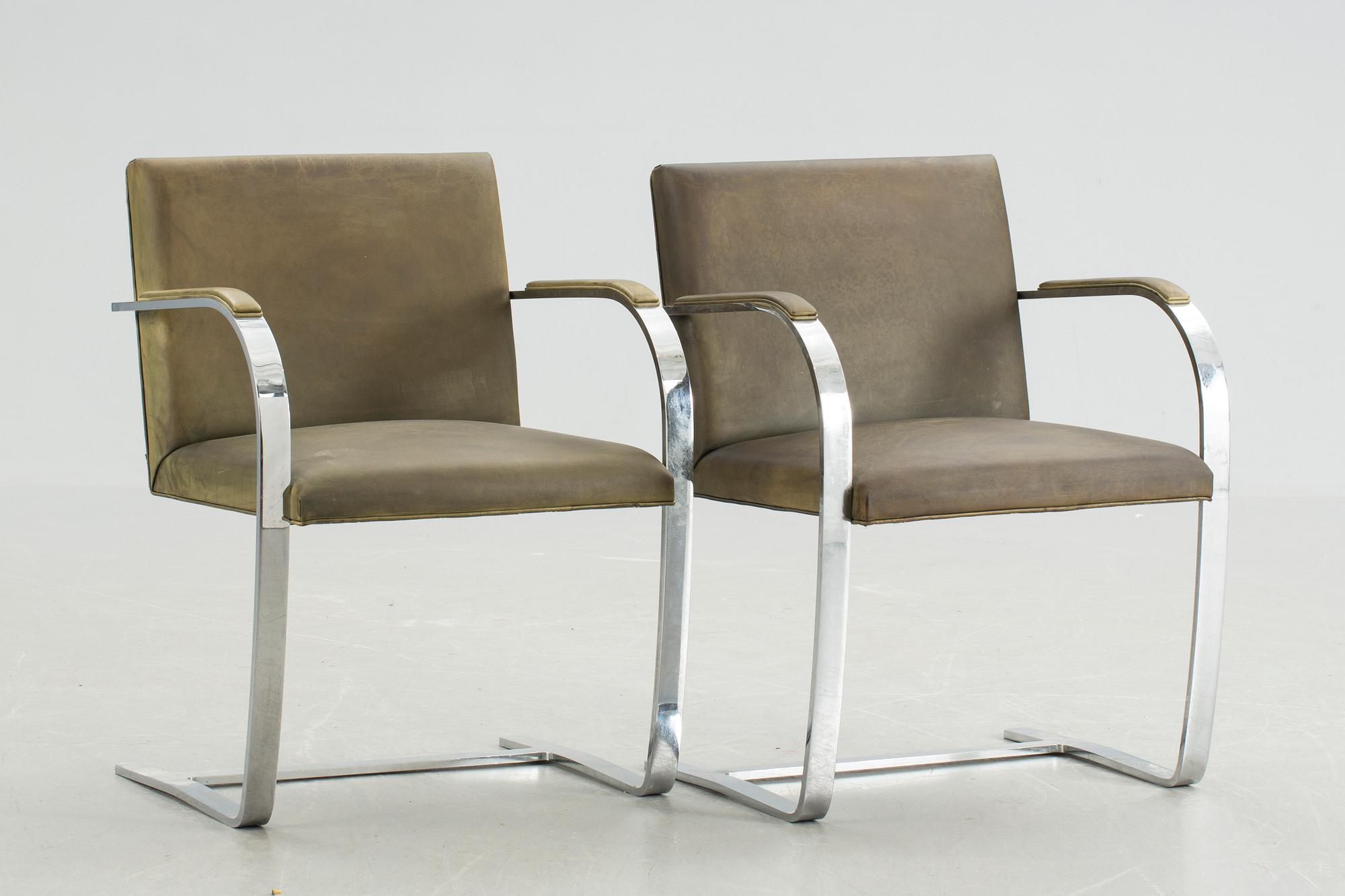 KARMSTOLAR, ett par, "Brno Flat Bar", Mies van der Rohe, Knoll international.