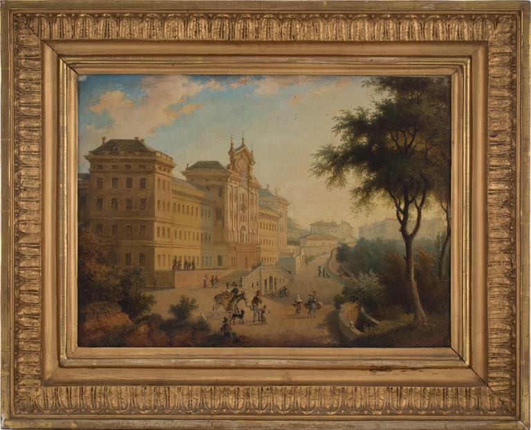 OKÄND KONSTNÄR, olja på papper. 1800-talets mitt.