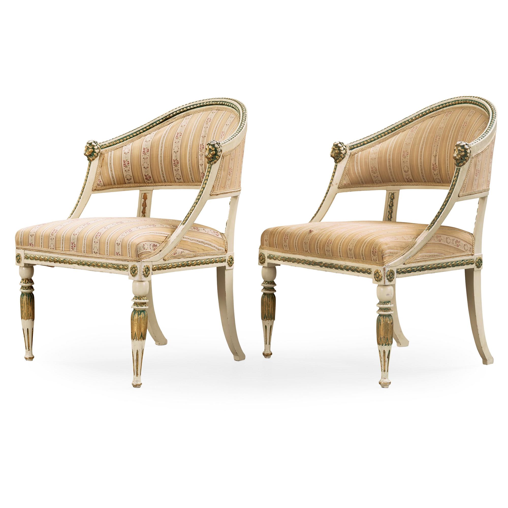 A pair of late Gustavian circa 1800 armchairs.