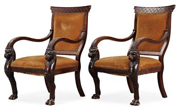 792. A pair of Russian/Baltic 19th century armchairs.