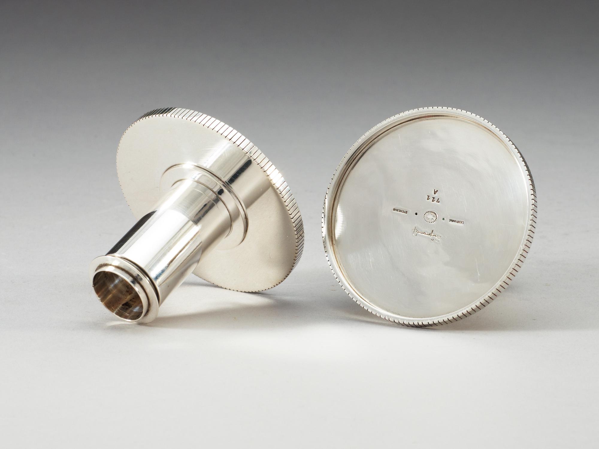 A pair of sterling Sigvard Bernadotte candlesticks.