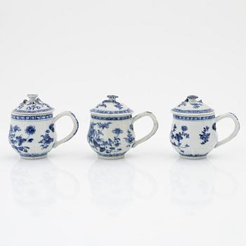 A set of six blue and white custard cups with stands, Qing dynasty, Qianlong (1736-95).