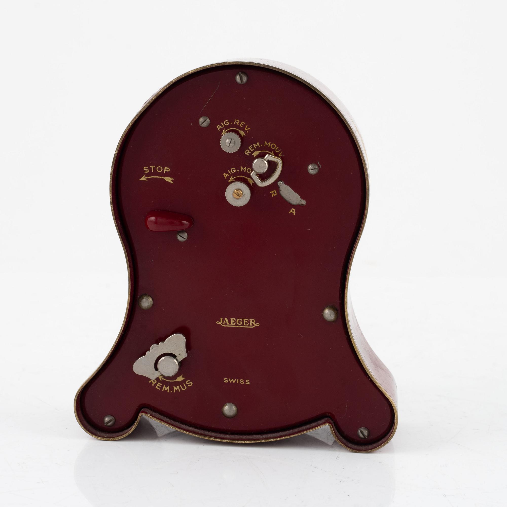 Table clock, 'Petite Neuchateloise', Jaeger-LeCoultre, Switzerland, around the mid-20th century.