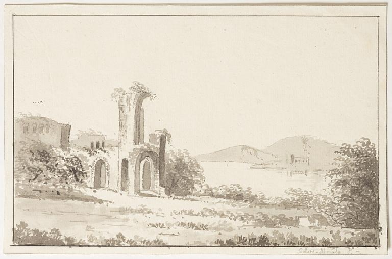 Gustaf Silfverstråhle, Landscape with log cabins/Landscape with ruins.