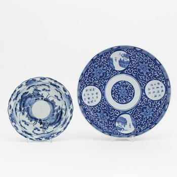 A blue and white Japanese dishes, 20th century.