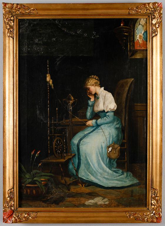 OKÄND KONSTNÄR, olja på duk, 1800-tal, otydligt signerad Lemonier.