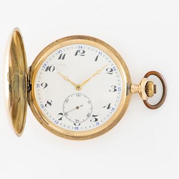 Pocket watch, hunter, 14K gold, 56 mm.