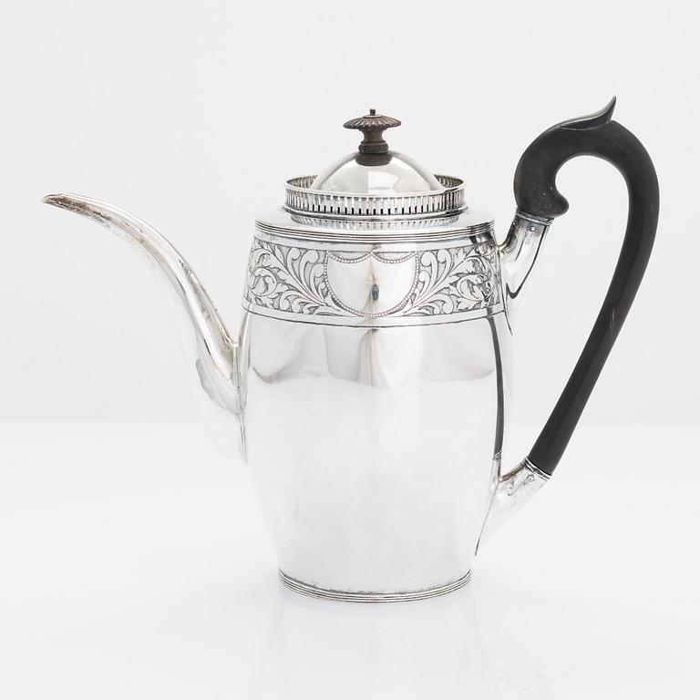 A Danish Late-Gustavian silver coffee pot, assay master mark of Fredrik Fabricius (1787-1823), Copenhagen.