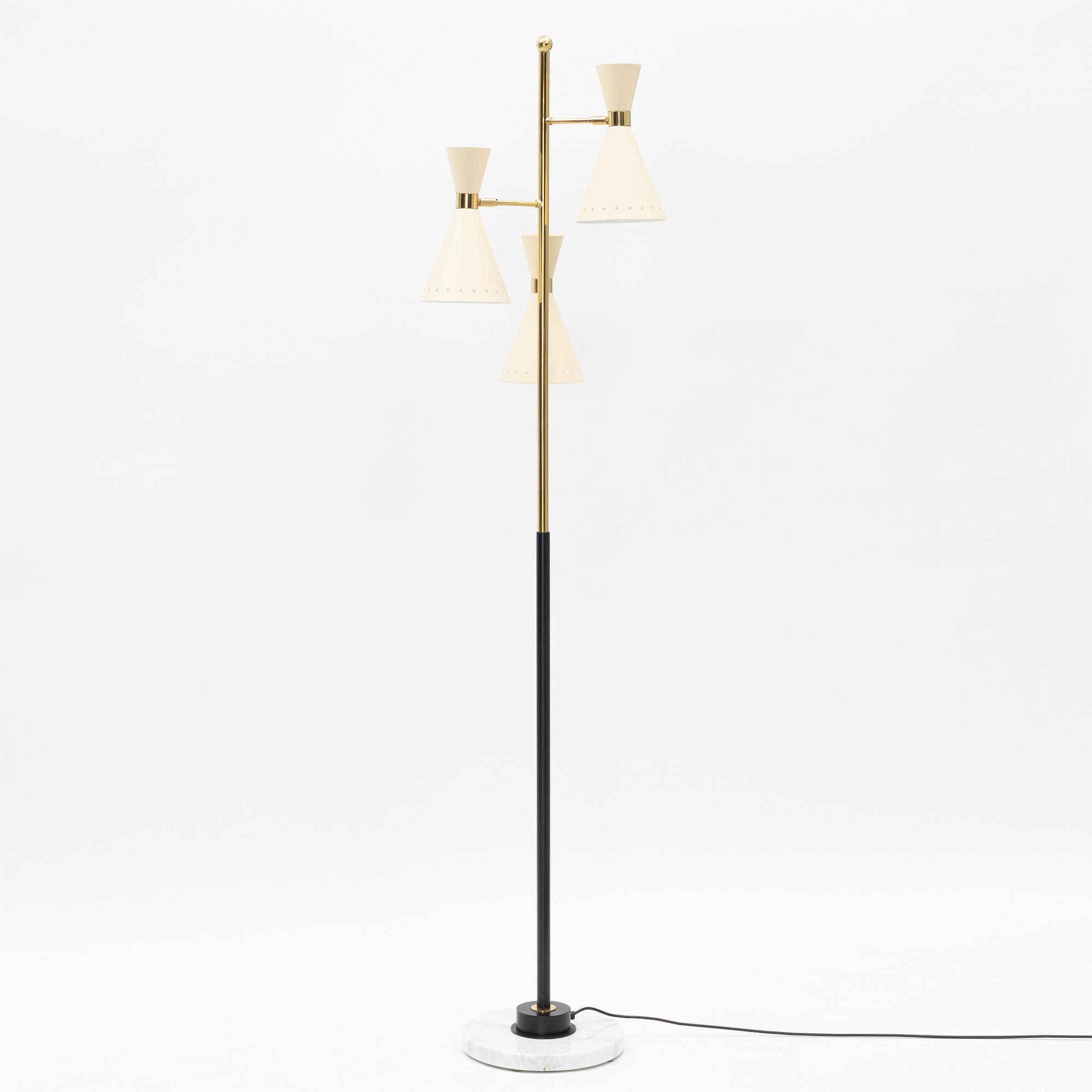 Stilnovo, a brass and marble floor lamp 'c20201, Italy, 2017.