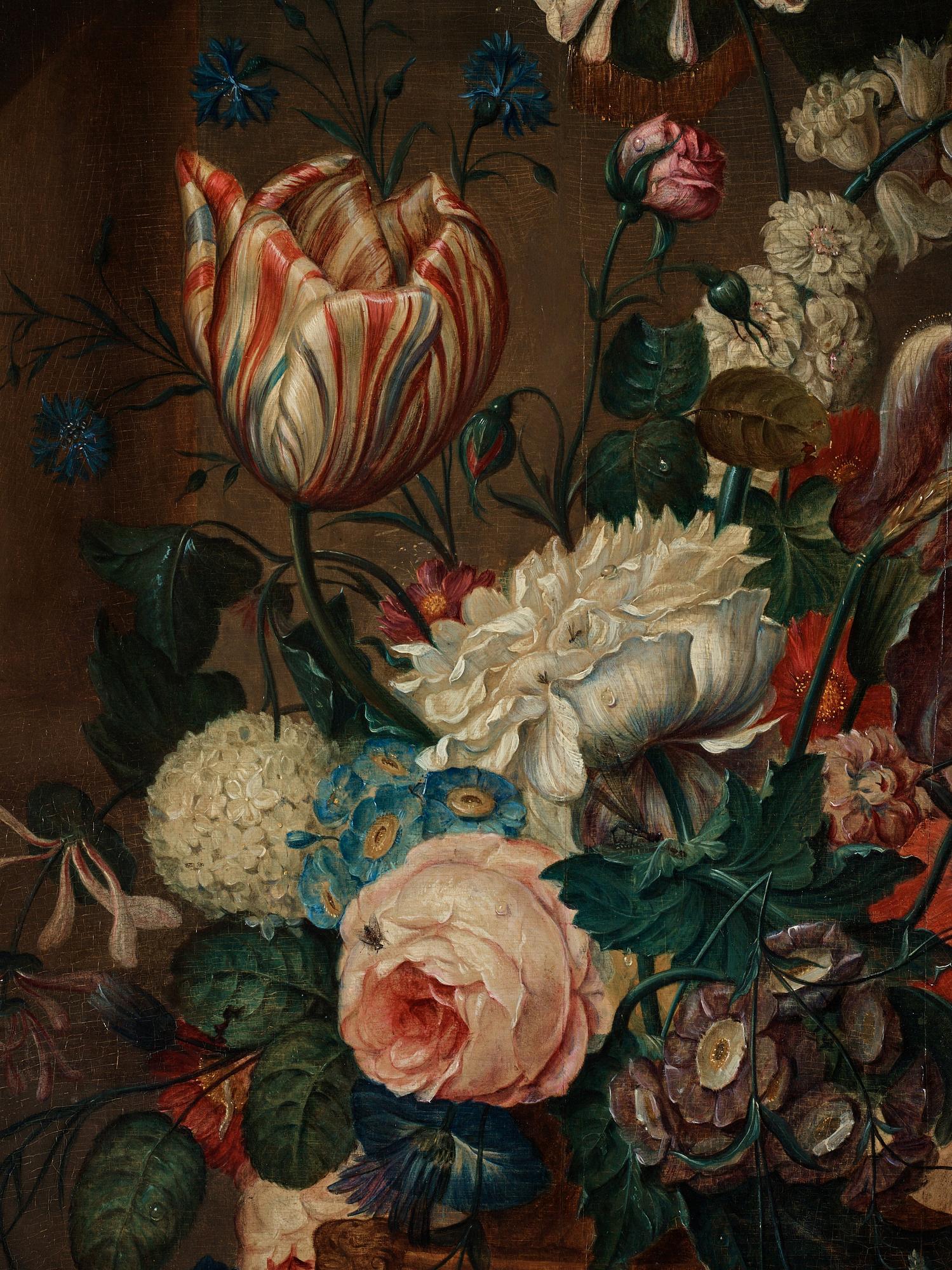 Coenraet (Conrad) Roepel Efter, Stilleben med blommor, fjärilar och ett fågelbo.