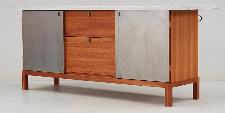 A Kerstin Olby cherry and travertine sideboard, Trätina, Skövde.