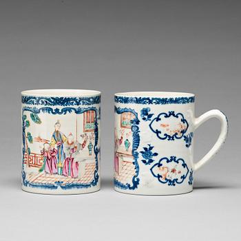 845. A pair of famille rose jugs, Qing dynasty, Qianlong (1736-95).